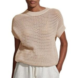 Varley Corvallis Knot Short Sleeve Top in Moonlight Tie Waist | Small